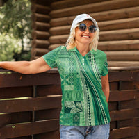 Pasifika Women's Day - Samoa Siapo Malu Tattoo Inspired Women Polo Shirt Jade LT7 - Polynesian Pride