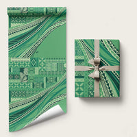 Pasifika Women's Day - Samoa Siapo Malu Tattoo Inspired Wrapping Paper Jade LT7 58" × 23" Jade - Polynesian Pride