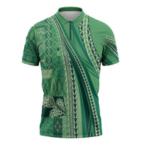 Pasifika Women's Day - Samoa Siapo Malu Tattoo Inspired Zipper Polo Shirt Jade LT7 Jade - Polynesian Pride