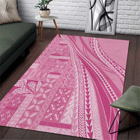 Pasifika Women's Day - Samoa Siapo Malu Tattoo Inspired Area Rug Pink LT7 Pink - Polynesian Pride