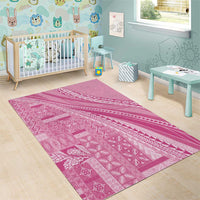 Pasifika Women's Day - Samoa Siapo Malu Tattoo Inspired Area Rug Pink LT7 - Polynesian Pride