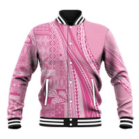 Pasifika Women's Day - Samoa Siapo Malu Tattoo Inspired Baseball Jacket Pink LT7 Unisex Pink - Polynesian Pride