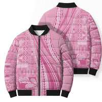 Pasifika Women's Day - Samoa Siapo Malu Tattoo Inspired Bomber Puffer Jacket Pink LT7 - Polynesian Pride