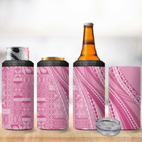 Pasifika Women's Day - Samoa Siapo Malu Tattoo Inspired 4 in 1 Can Cooler Tumbler Pink LT7 - Polynesian Pride