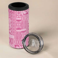 Pasifika Women's Day - Samoa Siapo Malu Tattoo Inspired 4 in 1 Can Cooler Tumbler Pink LT7 - Polynesian Pride