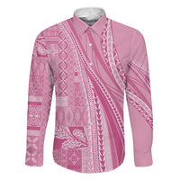 Pasifika Women's Day - Samoa Siapo Malu Tattoo Inspired Family Matching Long Sleeve Bodycon Dress and Hawaiian Shirt Pink