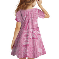 Pasifika Women's Day - Samoa Siapo Malu Tattoo Inspired Family Matching Short Sleeve Bodycon Dress and Hawaiian Shirt Pink