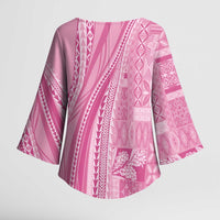 Pasifika Women's Day - Samoa Siapo Malu Tattoo Inspired Kimono Sleeve Blouse Pink LT7 - Polynesian Pride