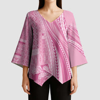 Pasifika Women's Day - Samoa Siapo Malu Tattoo Inspired Kimono Sleeve Blouse Pink LT7 - Polynesian Pride