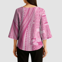 Pasifika Women's Day - Samoa Siapo Malu Tattoo Inspired Kimono Sleeve Blouse Pink LT7 - Polynesian Pride