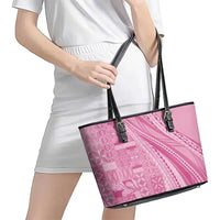 Pasifika Women's Day - Samoa Siapo Malu Tattoo Inspired Leather Tote Bag Pink LT7 - Polynesian Pride