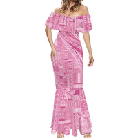 Pasifika Women's Day - Samoa Siapo Malu Tattoo Inspired Mermaid Dress Pink LT7 - Polynesian Pride