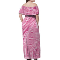 Pasifika Women's Day - Samoa Siapo Malu Tattoo Inspired Off Shoulder Maxi Dress Pink LT7 - Polynesian Pride