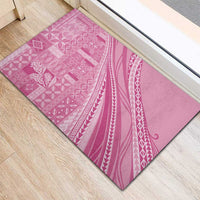 Pasifika Women's Day - Samoa Siapo Malu Tattoo Inspired Rubber Doormat Pink LT7 - Polynesian Pride