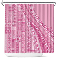 Pasifika Women's Day - Samoa Siapo Malu Tattoo Inspired Shower Curtain Pink LT7 Pink - Polynesian Pride