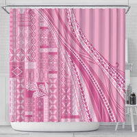 Pasifika Women's Day - Samoa Siapo Malu Tattoo Inspired Shower Curtain Pink LT7 - Polynesian Pride