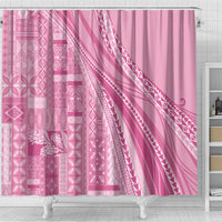 Pasifika Women's Day - Samoa Siapo Malu Tattoo Inspired Shower Curtain Pink LT7 - Polynesian Pride