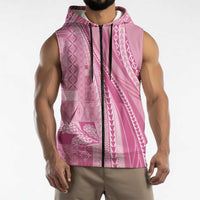 Pasifika Women's Day - Samoa Siapo Malu Tattoo Inspired Sleeveless Zip Hoodie Pink LT7 - Polynesian Pride
