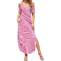 Pasifika Women's Day - Samoa Siapo Malu Tattoo Inspired Summer Maxi Dress Pink LT7 Women Pink - Polynesian Pride