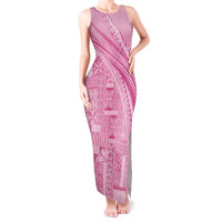 Pasifika Women's Day - Samoa Siapo Malu Tattoo Inspired Tank Maxi Dress Pink LT7 Women Pink - Polynesian Pride
