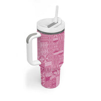 Pasifika Women's Day - Samoa Siapo Malu Tattoo Inspired Tumbler With Handle Pink LT7 - Polynesian Pride