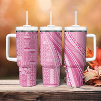 Pasifika Women's Day - Samoa Siapo Malu Tattoo Inspired Tumbler With Handle Pink LT7 - Polynesian Pride