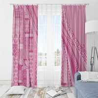 Pasifika Women's Day - Samoa Siapo Malu Tattoo Inspired Window Curtain Pink LT7 - Polynesian Pride