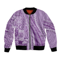 Pasifika Women's Day - Samoa Siapo Malu Tattoo Inspired Bomber Jacket Lavender LT7 Unisex Lavender - Polynesian Pride