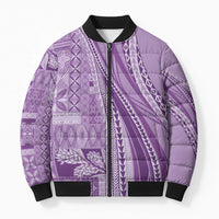 Pasifika Women's Day - Samoa Siapo Malu Tattoo Inspired Bomber Puffer Jacket Lavender LT7 Unisex Lavender - Polynesian Pride
