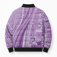 Pasifika Women's Day - Samoa Siapo Malu Tattoo Inspired Bomber Puffer Jacket Lavender LT7 - Polynesian Pride