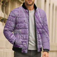 Pasifika Women's Day - Samoa Siapo Malu Tattoo Inspired Bomber Puffer Jacket Lavender LT7 - Polynesian Pride