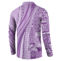 Pasifika Women's Day - Samoa Siapo Malu Tattoo Inspired Button Sweatshirt Lavender LT7 - Polynesian Pride