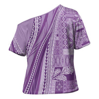 Pasifika Women's Day - Samoa Siapo Malu Tattoo Inspired Cross Shoulder Shirt Lavender LT7 - Polynesian Pride