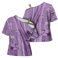 Pasifika Women's Day - Samoa Siapo Malu Tattoo Inspired Cross Shoulder Shirt Lavender LT7 - Polynesian Pride