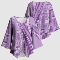 Pasifika Women's Day - Samoa Siapo Malu Tattoo Inspired Kimono Sleeve Blouse Lavender LT7 - Polynesian Pride