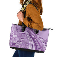 Pasifika Women's Day - Samoa Siapo Malu Tattoo Inspired Leather Tote Bag Lavender LT7 Lavender - Polynesian Pride