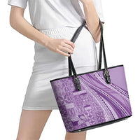 Pasifika Women's Day - Samoa Siapo Malu Tattoo Inspired Leather Tote Bag Lavender LT7 - Polynesian Pride