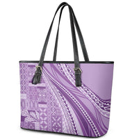 Pasifika Women's Day - Samoa Siapo Malu Tattoo Inspired Leather Tote Bag Lavender LT7 - Polynesian Pride