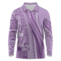 Pasifika Women's Day - Samoa Siapo Malu Tattoo Inspired Long Sleeve Polo Shirt Lavender LT7 Lavender - Polynesian Pride