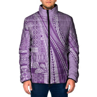 Pasifika Women's Day - Samoa Siapo Malu Tattoo Inspired Padded Jacket Lavender LT7 Men Lavender - Polynesian Pride