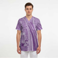 Pasifika Women's Day - Samoa Siapo Malu Tattoo Inspired Scrub Top Lavender LT7 - Polynesian Pride