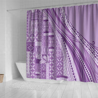 Pasifika Women's Day - Samoa Siapo Malu Tattoo Inspired Shower Curtain Lavender LT7 - Polynesian Pride