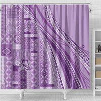 Pasifika Women's Day - Samoa Siapo Malu Tattoo Inspired Shower Curtain Lavender LT7 - Polynesian Pride