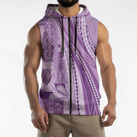 Pasifika Women's Day - Samoa Siapo Malu Tattoo Inspired Sleeveless Zip Hoodie Lavender LT7 - Polynesian Pride