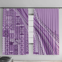Pasifika Women's Day - Samoa Siapo Malu Tattoo Inspired Window Curtain Lavender LT7 With Hooks Lavender - Polynesian Pride