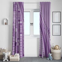 Pasifika Women's Day - Samoa Siapo Malu Tattoo Inspired Window Curtain Lavender LT7 - Polynesian Pride