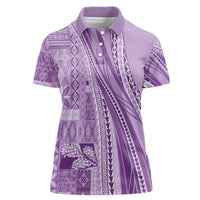 Pasifika Women's Day - Samoa Siapo Malu Tattoo Inspired Women Polo Shirt Lavender LT7 Female Lavender - Polynesian Pride