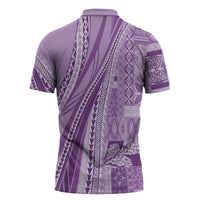 Pasifika Women's Day - Samoa Siapo Malu Tattoo Inspired Zipper Polo Shirt Lavender LT7 - Polynesian Pride