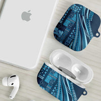 Pasifika Women's Day - Samoa Siapo Malu Tattoo Inspired AirPods Case Navy Blue LT7 - Polynesian Pride