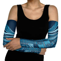 Pasifika Women's Day - Samoa Siapo Malu Tattoo Inspired Arm Sleeves Navy Blue LT7 - Polynesian Pride